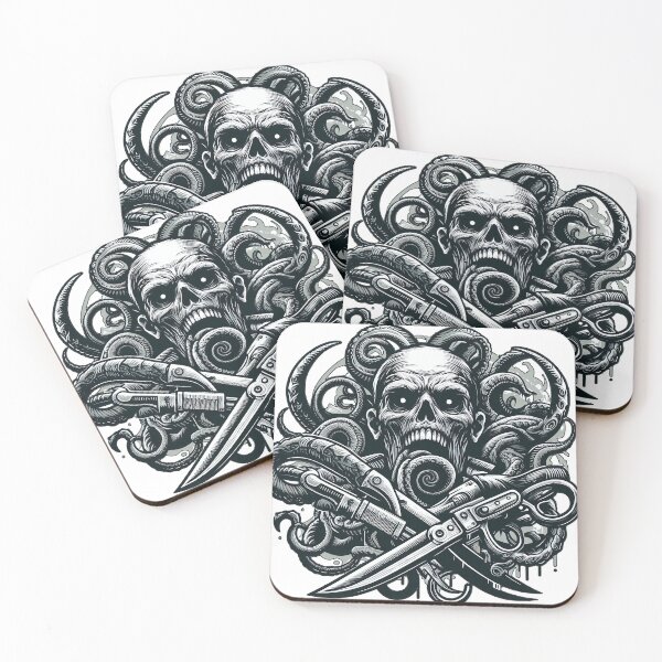 Item preview, zombie head with knives horror motif designed and sold by Salimgor Hangaround Music.