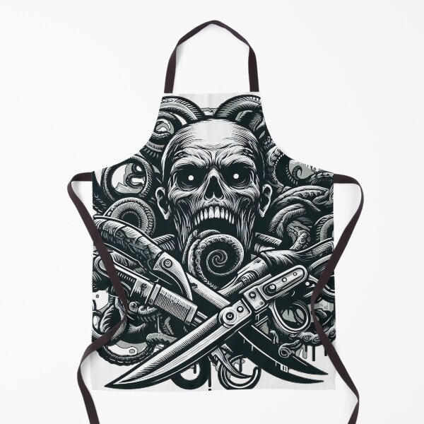 Item preview, zombie head with knives horror motif designed and sold by Salimgor Hangaround Music.