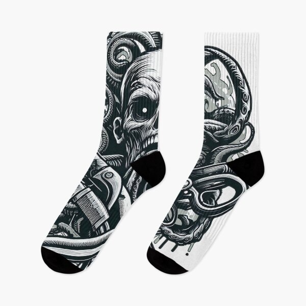 Item preview, zombie head with knives horror motif designed and sold by Salimgor Hangaround Music.