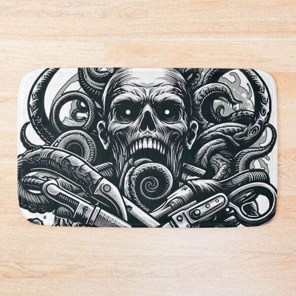 Item preview, zombie head with knives horror motif designed and sold by Salimgor Hangaround Music.