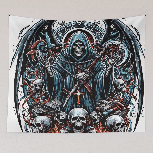 Item preview, Death, Grim Reaper with Skulls, Horror Design, Halloween Motif designed and sold by Salimgor Hangaround Music.