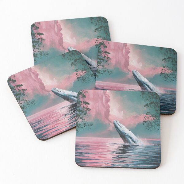 Item preview, A surrealistic painting of a tranquil scene with a translucent pink water body designed and sold by MRFEZOO2030.