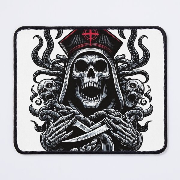 Item preview, Skull with Priest Hat Black White, Horror, Halloween, Logo, Ornaments designed and sold by Salimgor Hangaround Music.