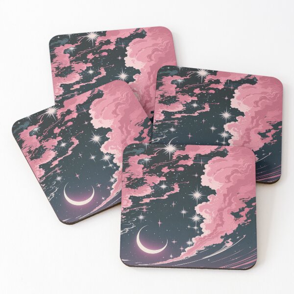 Item preview, A vintage anime-style background image with a dreamy pink starry sky designed and sold by MRFEZOO2030.