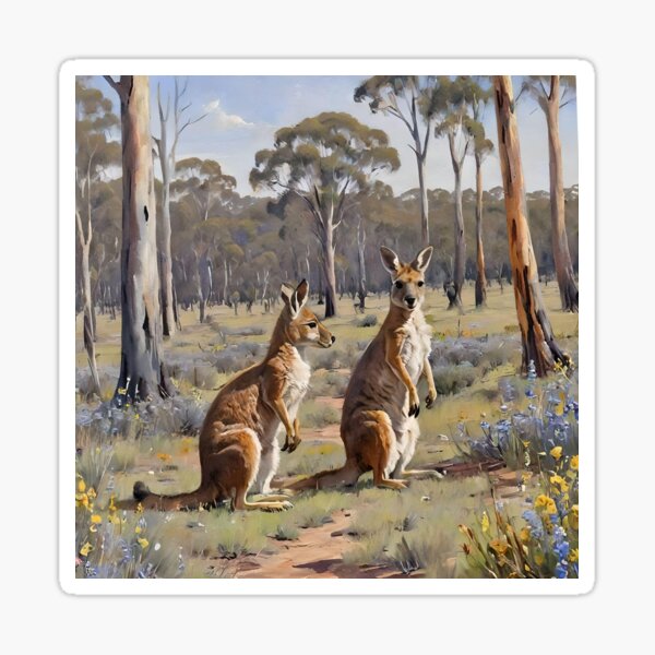 Item preview, Outback Companions Kangaroo's In Oil designed and sold by A-Work-Of-Art.