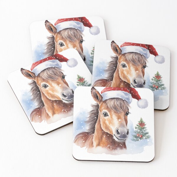 Item preview, Christmas Horse In Santa Clause Hat designed and sold by The Art of Kkatarynka.