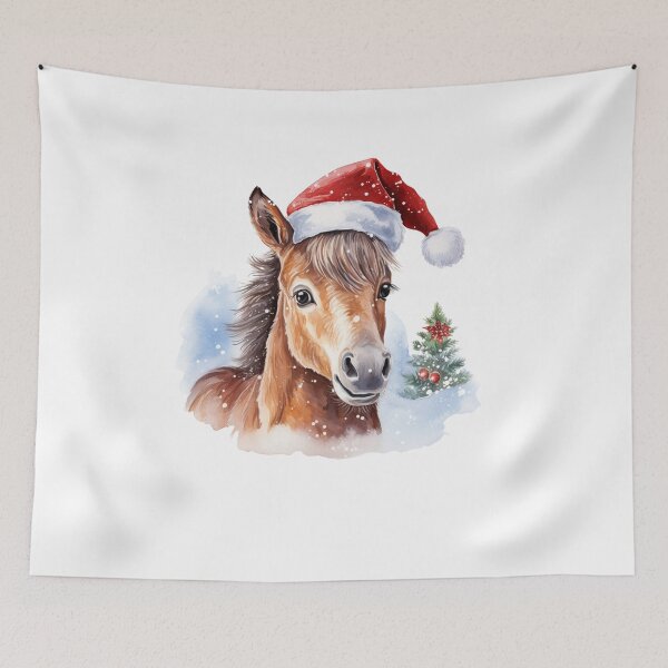 Item preview, Christmas Horse In Santa Clause Hat designed and sold by The Art of Kkatarynka.