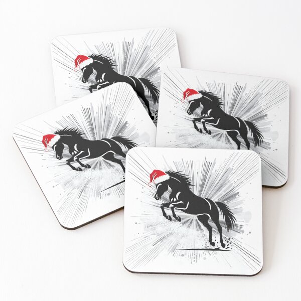 Item preview, Jumping Running Christmas Horse In Santa Hat designed and sold by The Art of Kkatarynka.
