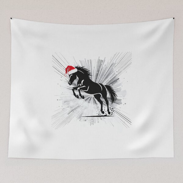 Item preview, Jumping Running Christmas Horse In Santa Hat designed and sold by The Art of Kkatarynka.