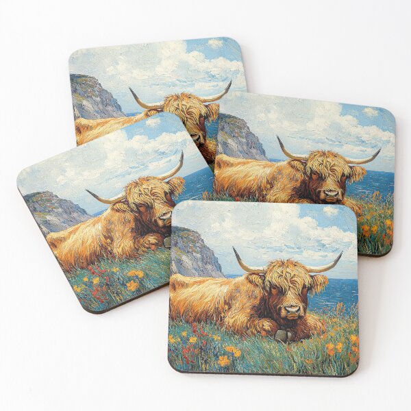 Item preview, Highland Cow inspired by Van Gogh Scottish Cattle Scottish Highlander designed and sold by ArtHouseNiklas.