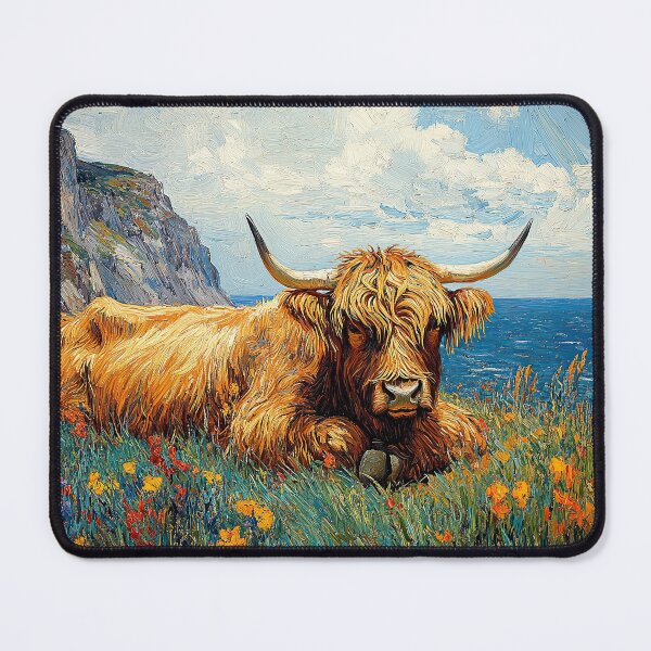 Item preview, Highland Cow inspired by Van Gogh Scottish Cattle Scottish Highlander designed and sold by ArtHouseNiklas.