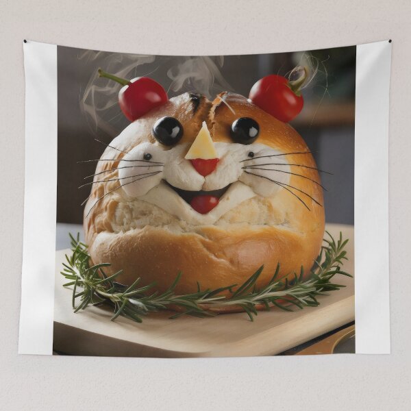 Item preview, Bread in the shape of a smiling animal. designed and sold by MyHappyArtShop.