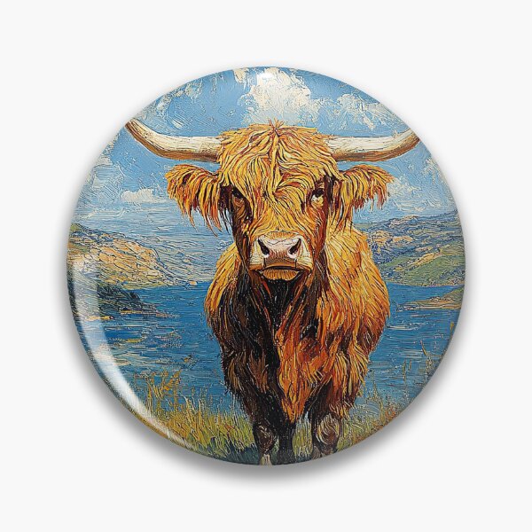 Item preview, Highland Cow inspired by Van Gogh Cow Scottish Cattle Scottish Highlander designed and sold by ArtHouseNiklas.