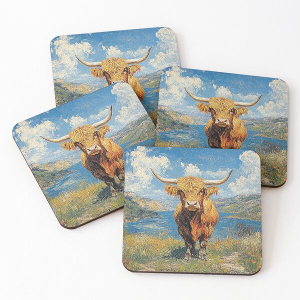 Item preview, Highland Cow inspired by Van Gogh Cow Scottish Cattle Scottish Highlander designed and sold by ArtHouseNiklas.