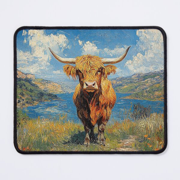 Item preview, Highland Cow inspired by Van Gogh Cow Scottish Cattle Scottish Highlander designed and sold by ArtHouseNiklas.