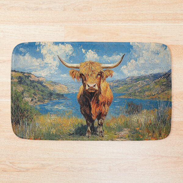 Item preview, Highland Cow inspired by Van Gogh Cow Scottish Cattle Scottish Highlander designed and sold by ArtHouseNiklas.