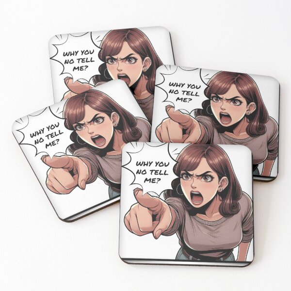Item preview, Thai woman shouting "Why you no tell me?" Manga style designed and sold by Falango.