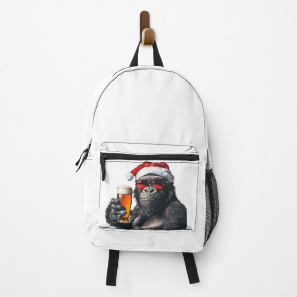 Item preview, Funny Gorilla celebrating christmas with a beer pint designed and sold by LazyOwlStore.