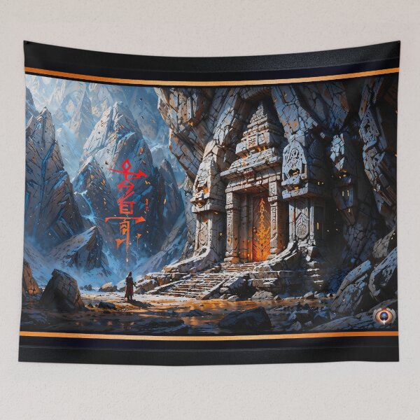 Item preview, A Mysterious Ancient Temple Hidden In A Snow-Capped Mountain Landscape Breathtaking AI Concept Art by Xzendor7 designed and sold by Xzendor7 Digital Art Creations.