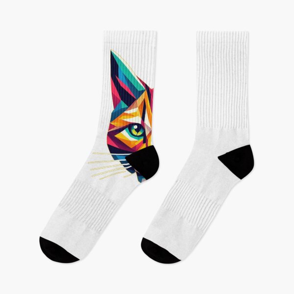 Item preview, Colourful cat portrait in geometrical abstract style designed and sold by Kait C.