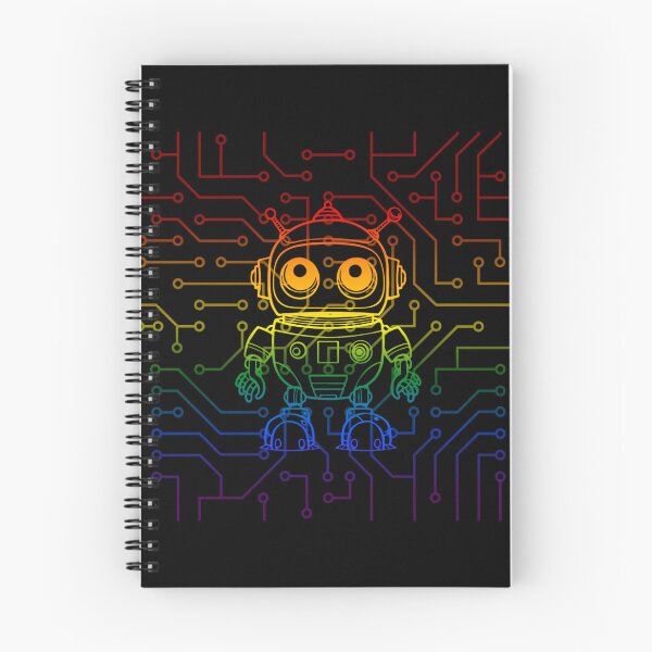 Aperçu de l'œuvre Graphique de robot et de circuit imprimé, drapeau de fierté classique, science-fiction, robot, dessin animé, techy, circuit imprimé, science, robot coloré, robot lgbtq, robot de fierté, créée et vendue par PrideBeProud.