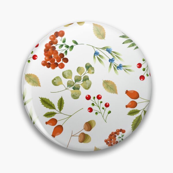 Item preview, autumn pattern, acorns, berries, blue, red, leaves, autumn, November designed and sold by Tetiana Pohurska.