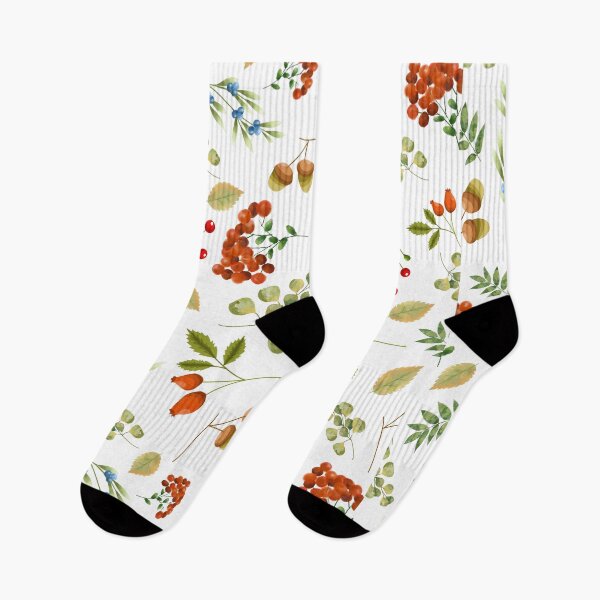 Item preview, autumn pattern, acorns, berries, blue, red, leaves, autumn, November designed and sold by Tetiana Pohurska.
