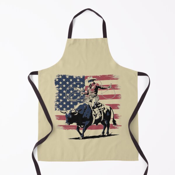 Item preview, American Cowboy Riding a Bull with Lasso - Patriotic Western Art for Men and Dad Gifts designed and sold by love3617.