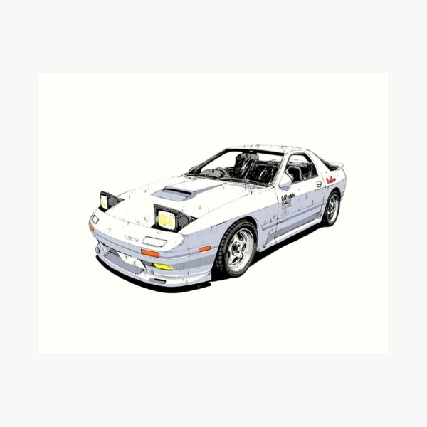 White Comet RX7 FC3S initial D Art Print