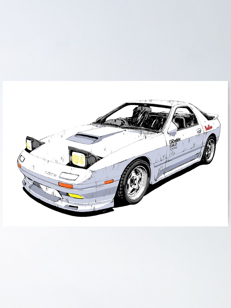 White Comet Rx7 Fc3s Initial D Poster By Scenicdriver87 Redbubble