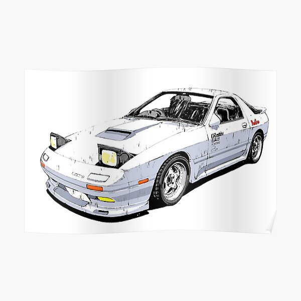 White Comet RX7 FC3S initial D Poster