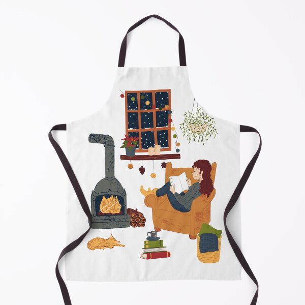 Item preview, Niña leyendo junto a la ventana y la chimenea, en sus acogedoras vacaciones en casa con su gato. designed and sold by by Mònica Roca.