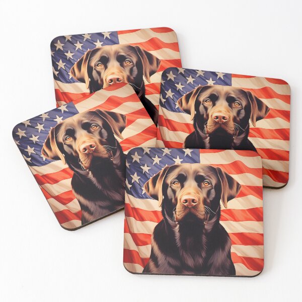 Item preview, American Flag Chocolate Labrador designed and sold by PetsArt.