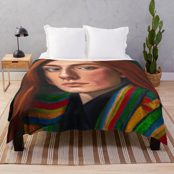 Item preview, "Portrait of a Redhead in Vibrant Striped Jacket" designed and sold by Rectoryprint.