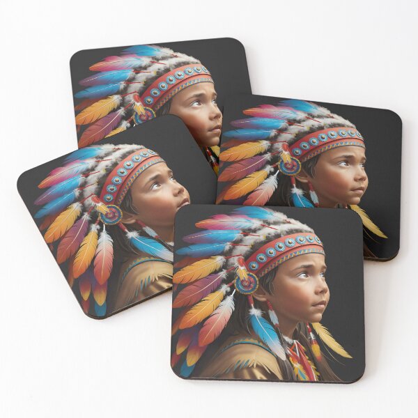Item preview, Innocence of Tradition: Native American Boy in Feathered Headdress designed and sold by KennerTH.