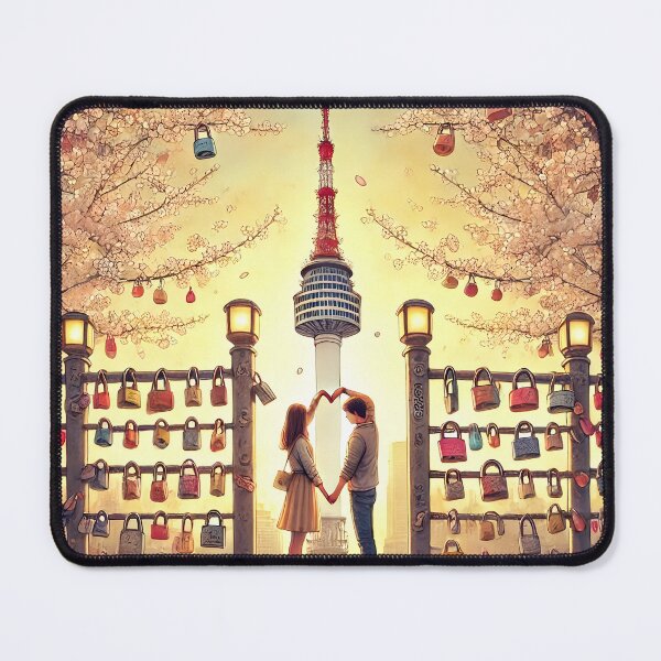 Item preview, Heart Couple N Seoul Tower designed and sold by unrealartwork.