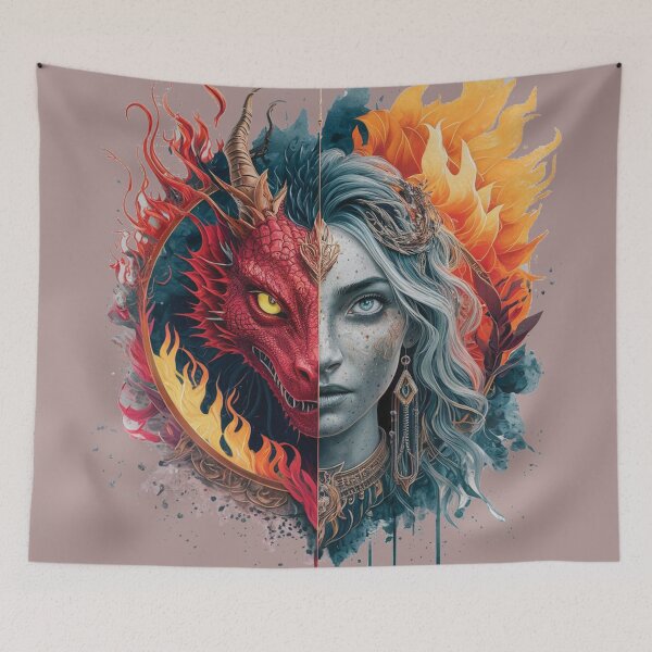 Item preview, Historical Fantasy Romantic Movement Dragon and Princess Face designed and sold by RAZ1995.