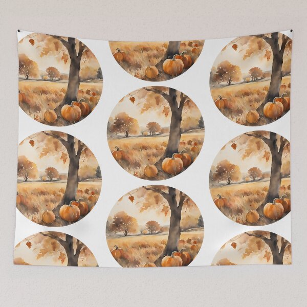Item preview, Fall Pumpkins Path, fall vibes, spirit week, vintage cute halloween, watercolor pattern designed and sold by KolorellaS.