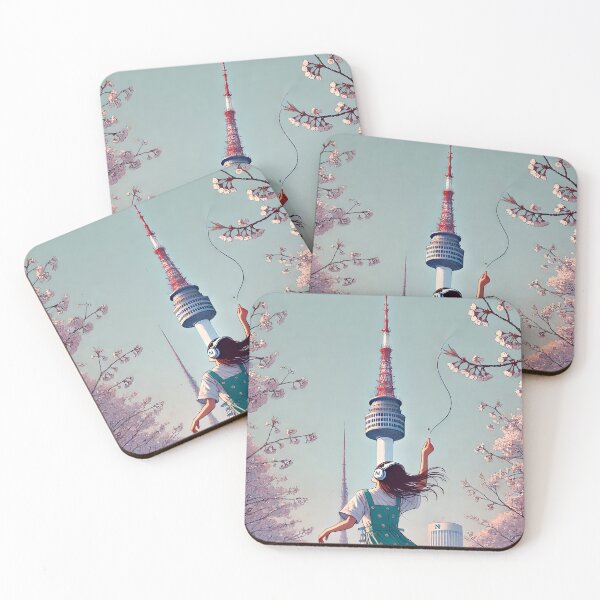 Item preview, Girl in front of N Seoul Tower designed and sold by unrealartwork.