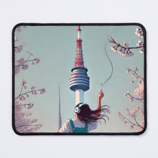 Item preview, Girl in front of N Seoul Tower designed and sold by unrealartwork.