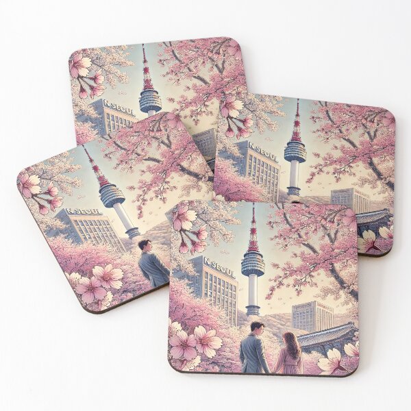 Item preview, Couple N Seoul Tower Cherry Blossom designed and sold by unrealartwork.
