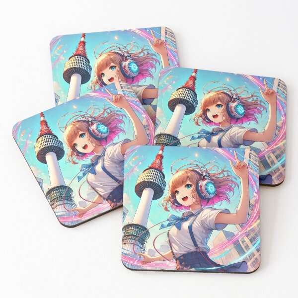 Item preview, Vibrant Anime Girl N Seoul Tower designed and sold by unrealartwork.