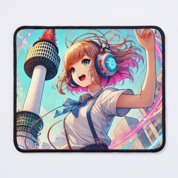 Item preview, Vibrant Anime Girl N Seoul Tower designed and sold by unrealartwork.