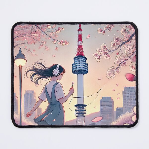 Item preview, Girl and Seoul Tower designed and sold by unrealartwork.