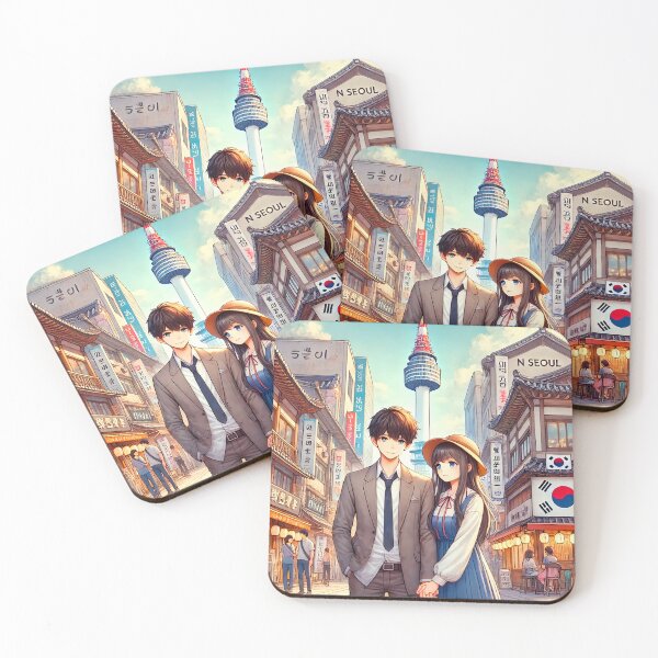 Item preview, Anime Couple Seoul Tower designed and sold by unrealartwork.