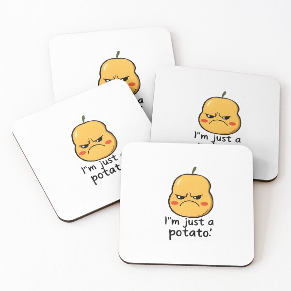 Item preview, A potato with a grumpy face, saying 'I'm just a potato' designed and sold by shopwithcare.