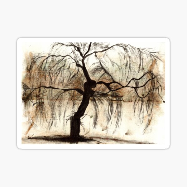 Weeping Willow Trist Condolences Rest in Peace Sticker
