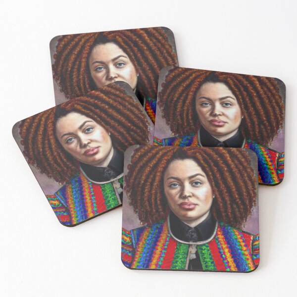 Item preview, "Portrait of a Woman with Afro in Colorful Embroidered Jacket" designed and sold by Rectoryprint.