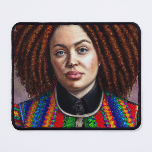 Item preview, "Portrait of a Woman with Afro in Colorful Embroidered Jacket" designed and sold by Rectoryprint.