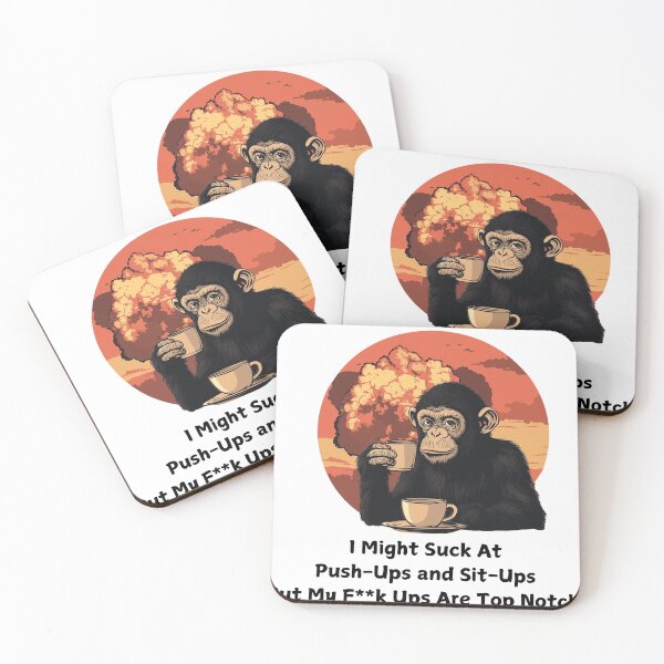 Item preview, Funny "Top Notch F**k Ups" T-Shirt | Chimpanzee Coffee & Gym Fail Graphic Tee | Sarcastic Fitness Motivation Shirt designed and sold by RocknRollMunkey.